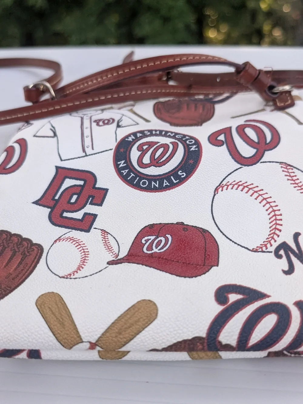 Dooney & Bourke Maroon and White Washington Nationals Crossbody Bag